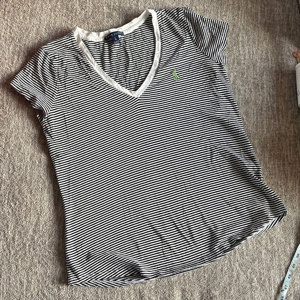 Ralph Lauren Black and White Striped Tee
